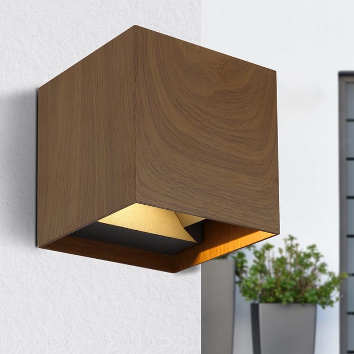 Aplique up down marrón de aluminio, Nargis, 3W, 3000K LED, IP54