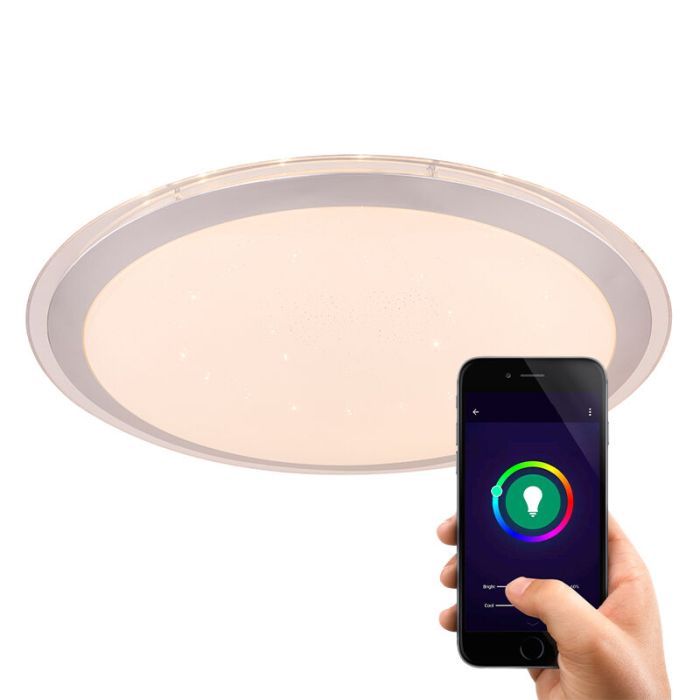 Lámpara de techo inteligente blanca de metal, Vinay, 30W, RGBW LED
