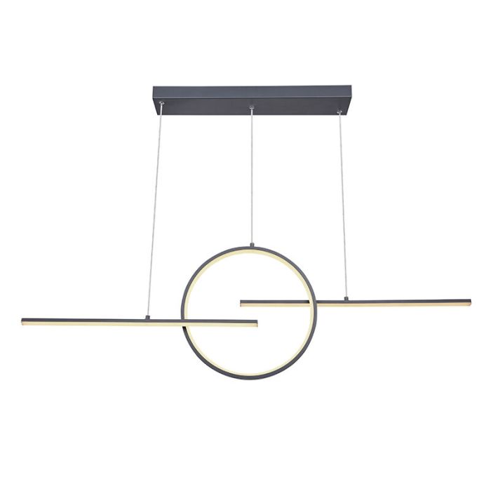 Lámpara colgante antracita de metal, Wieger, 50W, ajustable entre luz blanco cálido y frío LED, con mando a distancia