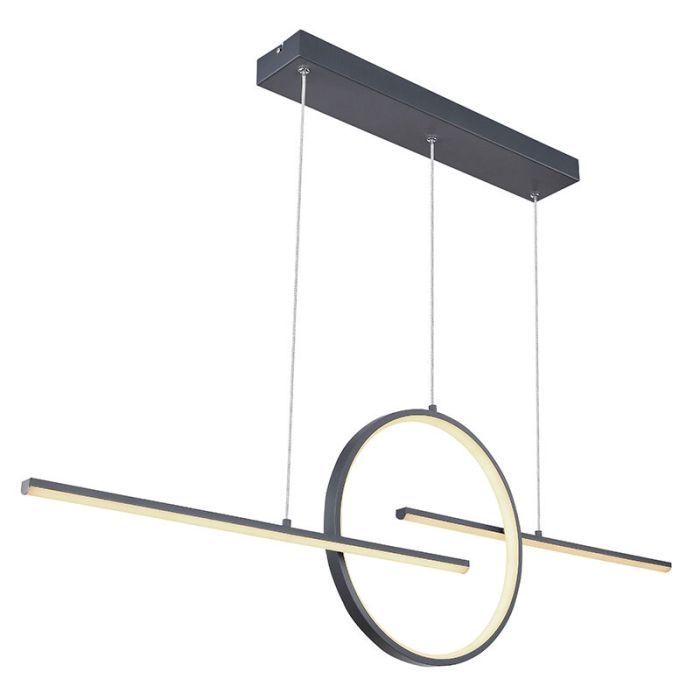 Lámpara colgante antracita de metal, Wieger, 50W, ajustable entre luz blanco cálido y frío LED, con mando a distancia