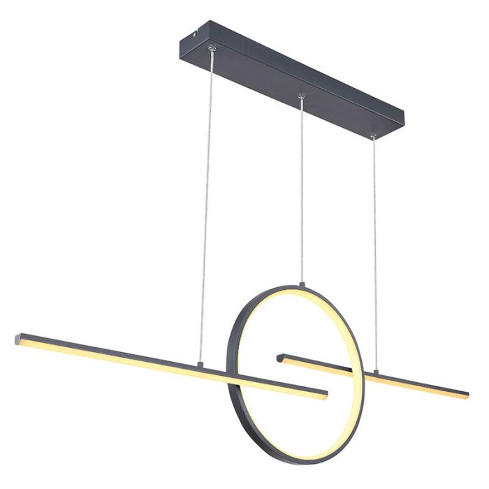 Lámpara colgante antracita de metal, Wieger, 50W, ajustable entre luz blanco cálido y frío LED, con mando a distancia