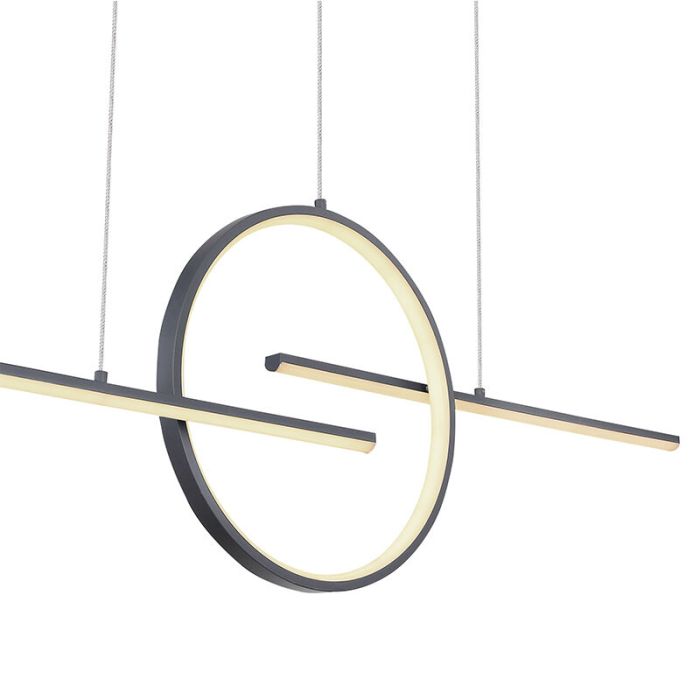 Lámpara colgante antracita de metal, Wieger, 50W, ajustable entre luz blanco cálido y frío LED, con mando a distancia