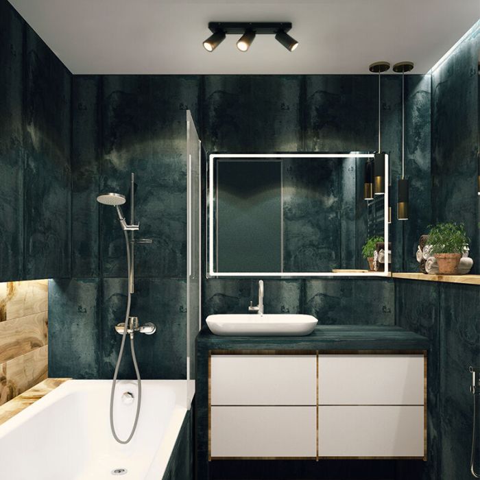 Foco de techo negro moderno, Kenan, IP44