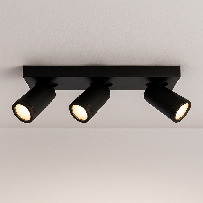 Foco de techo negro moderno, Kenan, IP44