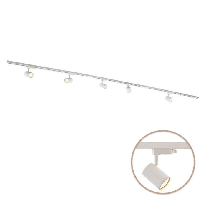 3M sistema iluminación carril monofásico blanco + 5 Elena focos de carril