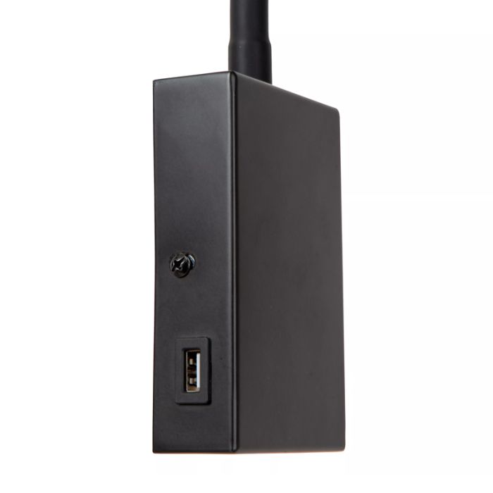 Foco de pared moderno negro, Alec, con interruptor
