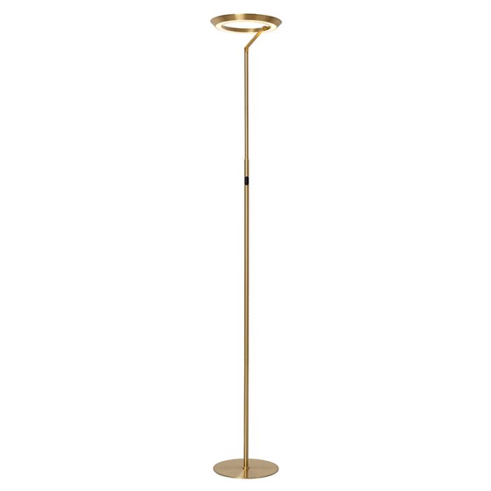 Lámpara de pie moderna latón, Celeste, 21W, 2700K LED, con regulador táctil