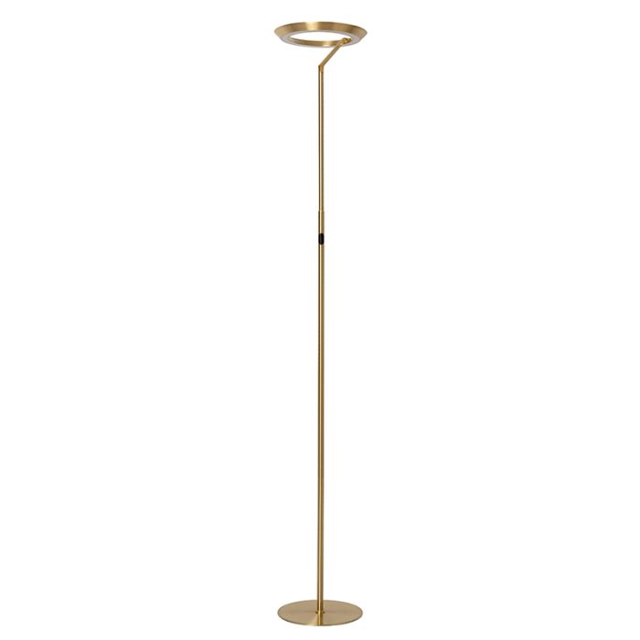 Lámpara de pie moderna latón, Celeste, 21W, 2700K LED, con regulador táctil