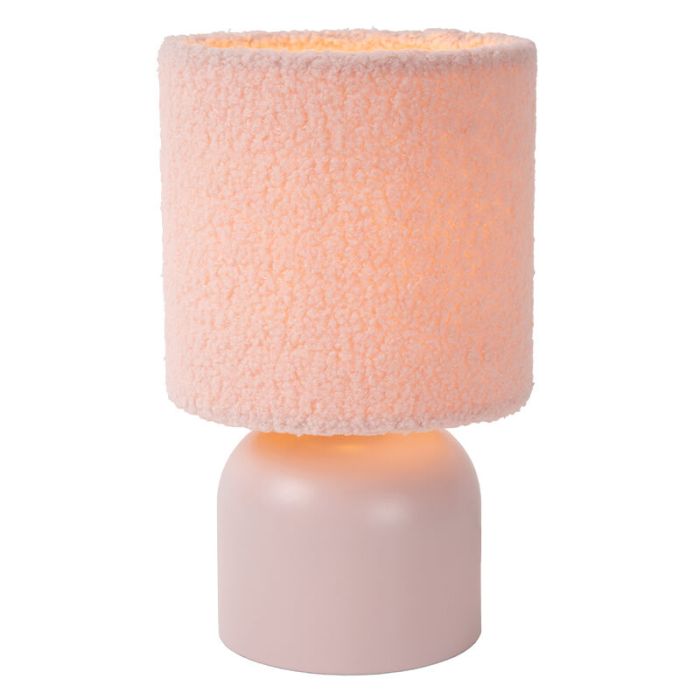 Lámpara de mesa vintage rosa, Woolly, con interruptor