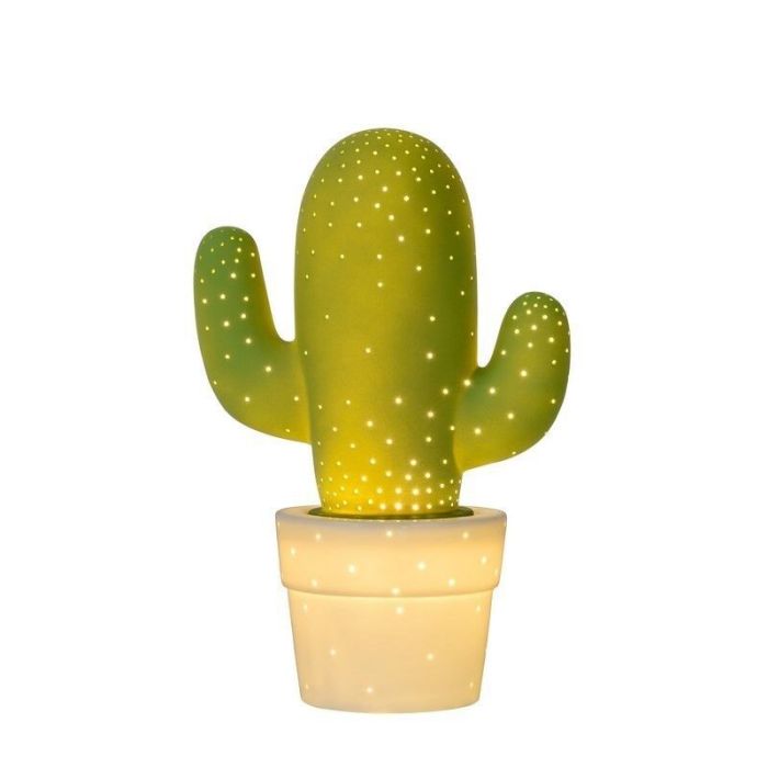 Lámpara de mesa de cerámica verde, Cactus, con interruptor