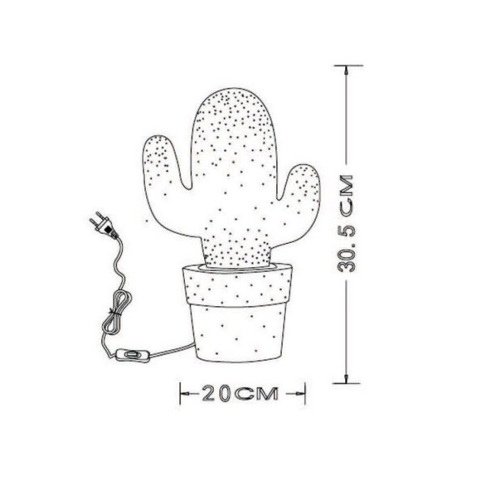 Lámpara de mesa de cerámica verde, Cactus, con interruptor