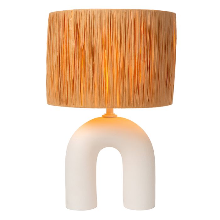 Lámpara de mesa de ratán marrón, Ronda, con interruptor