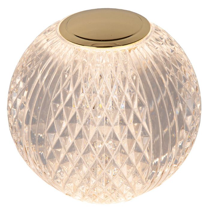 Lámpara de mesa moderna transparente, Cintra, 1,5W, 2700K LED, regulable en 3 pasos