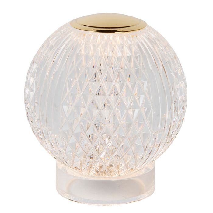 Lámpara de mesa moderna transparente, Cintra, 1,5W, 2700K LED, regulable en 3 pasos