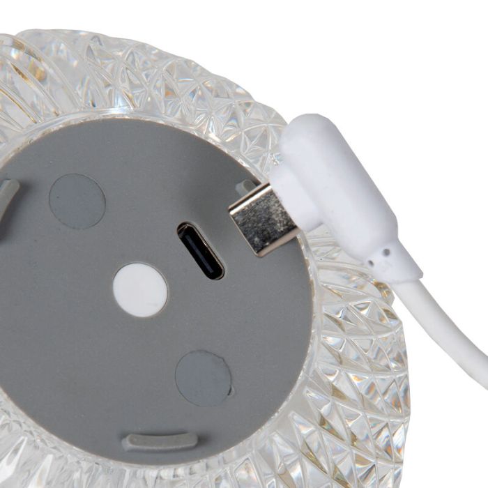 Lámpara de mesa moderna transparente, Cintra, 1,5W, 2700K LED, regulable en 3 pasos