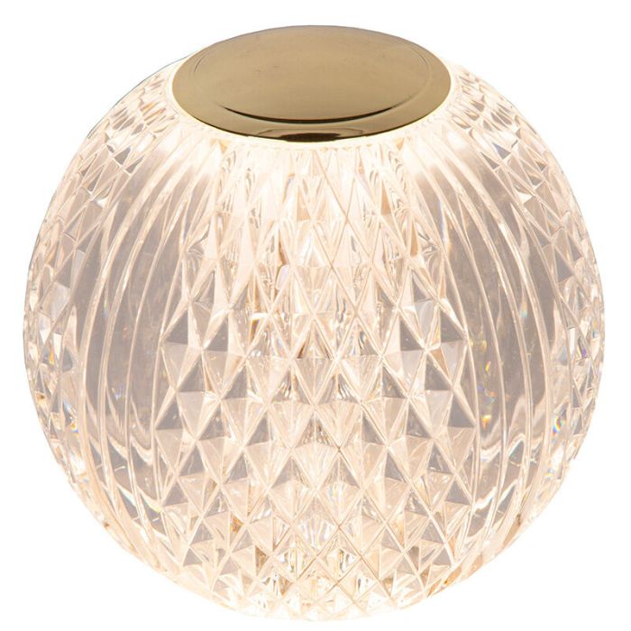 Lámpara de mesa moderna transparente, Cintra, 2W, 2700K LED, regulable en 3 pasos