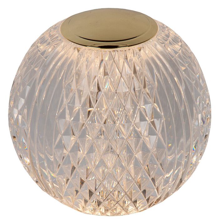 Lámpara de mesa moderna transparente, Cintra, 2W, 2700K LED, regulable en 3 pasos
