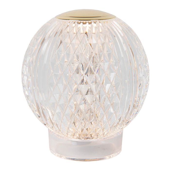 Lámpara de mesa moderna transparente, Cintra, 2W, 2700K LED, regulable en 3 pasos