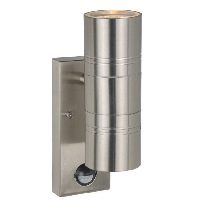 Aplique exterior con sensor de movimiento moderno cromado, Arne, IP44