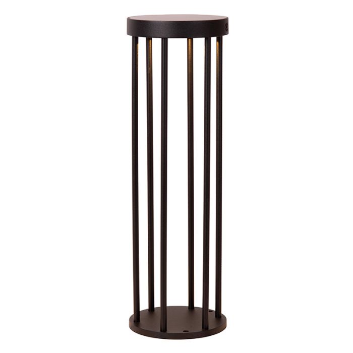 Lámpara de pie solar exterior moderna negra, Jackson, 2W, 2700K LED, IP65, regulable en 3 pasos