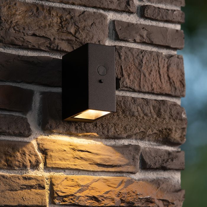 Aplique solar exterior moderno negro, Bolton, 1W, 2850K LED, IP54