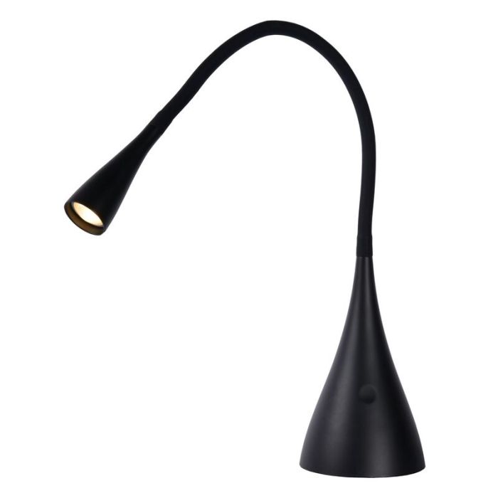 Flexo moderno negro, Zozy, 3W, 3000K LED, regulable en 3 pasos