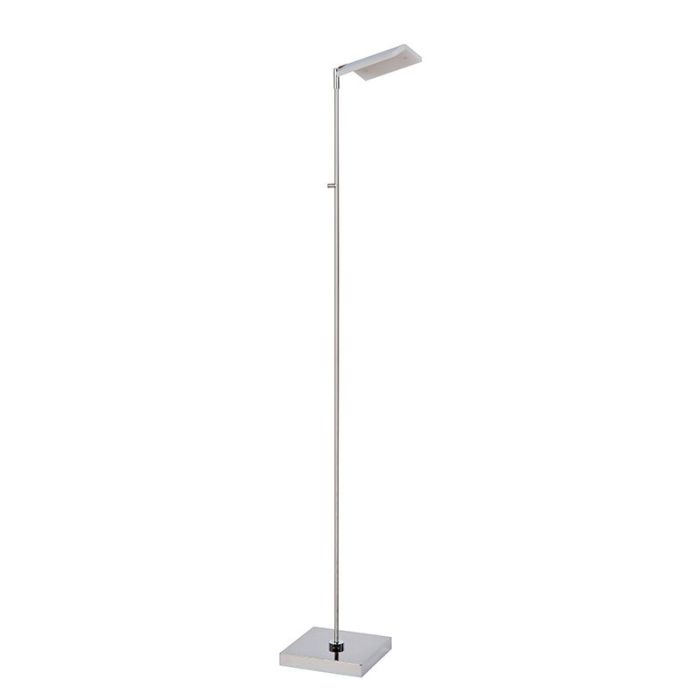 Lámpara de pie de lectura moderna cromada, Aaron, 12W, 2700K LED, con regulador táctil