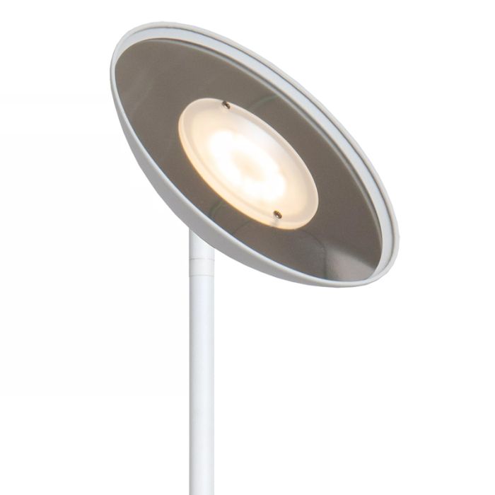 Lámpara de pie de lectura moderna blanca, Zenith, 20W, 3000K LED, con regulador táctil