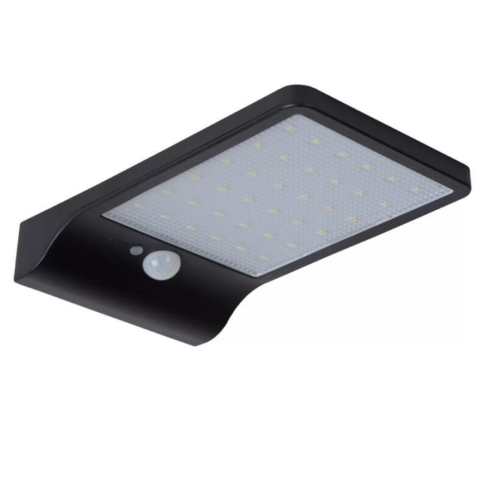 Aplique exterior con sensor de movimiento moderno negro, Basic, 3W, 2700K LED, IP44