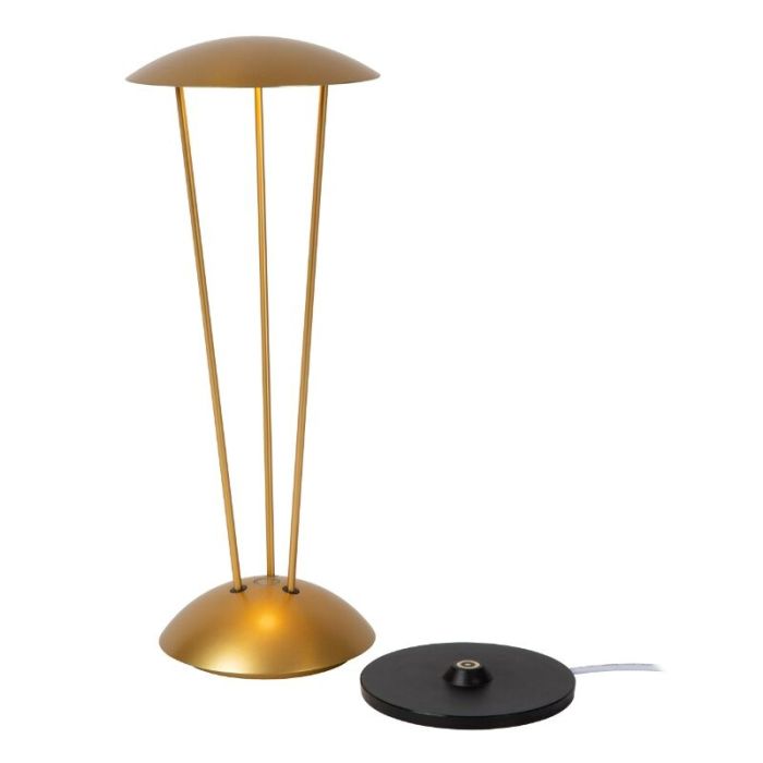 Lámpara de mesa recargable para exterior moderna latón, Renee, 2,2W, 2700K LED, IP54, con regulador táctil