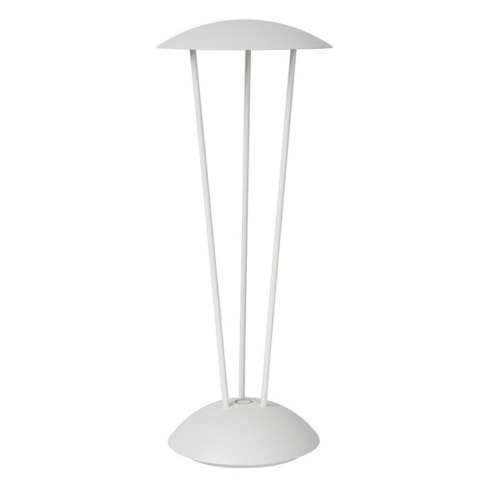 Lámpara de mesa recargable para exterior moderna blanca, Renee, 2,2W, 2700K LED, IP54, con regulador táctil