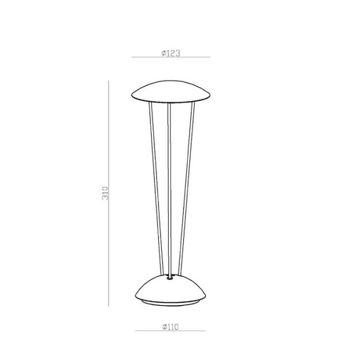 Lámpara de mesa recargable para exterior moderna blanca, Renee, 2,2W, 2700K LED, IP54, con regulador táctil