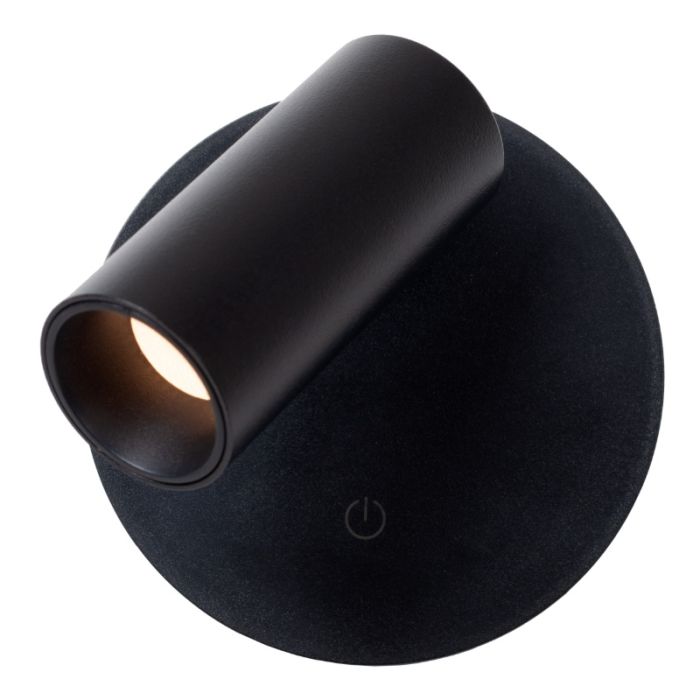Aplique de pared recargable moderno negro, Toni, 2W, 2700-4000K, con regulador táctil