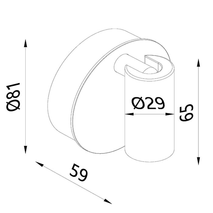 Aplique de pared recargable moderno negro, Toni, 2W, 2700-4000K, con regulador táctil