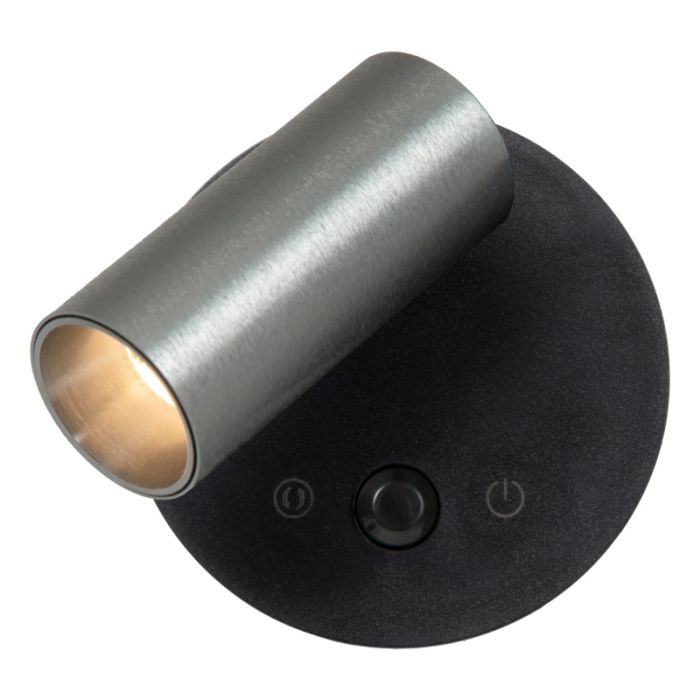 Aplique de pared recargable moderno gris, Toni, 2W, 2700-4000K, con regulador táctil