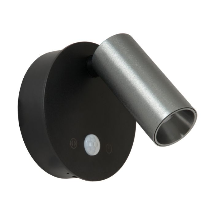 Aplique de pared recargable moderno gris, Toni, 2W, 2700-4000K, con regulador táctil