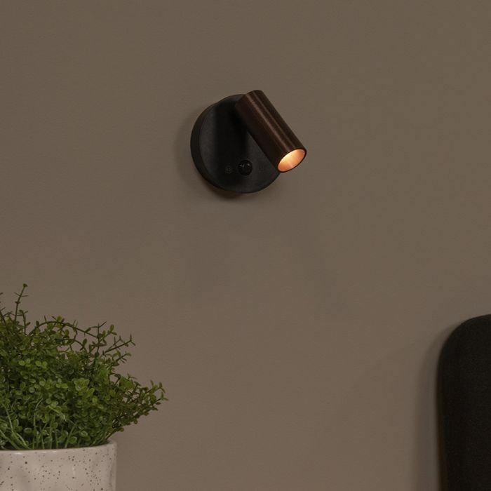 Aplique de pared recargable moderno gris, Toni, 2W, 2700-4000K, con regulador táctil