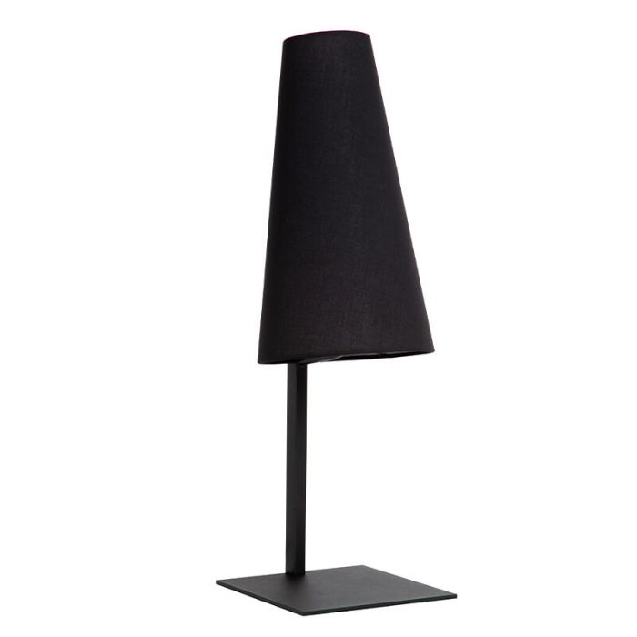 Lámpara de mesa de tela negra, Gregory, con interruptor