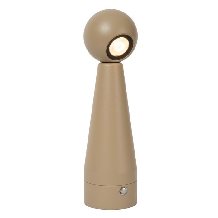 Lámpara de mesa recargable moderna gris pardo, Ipsos, 3W, dim to warm LED, con regulador táctil