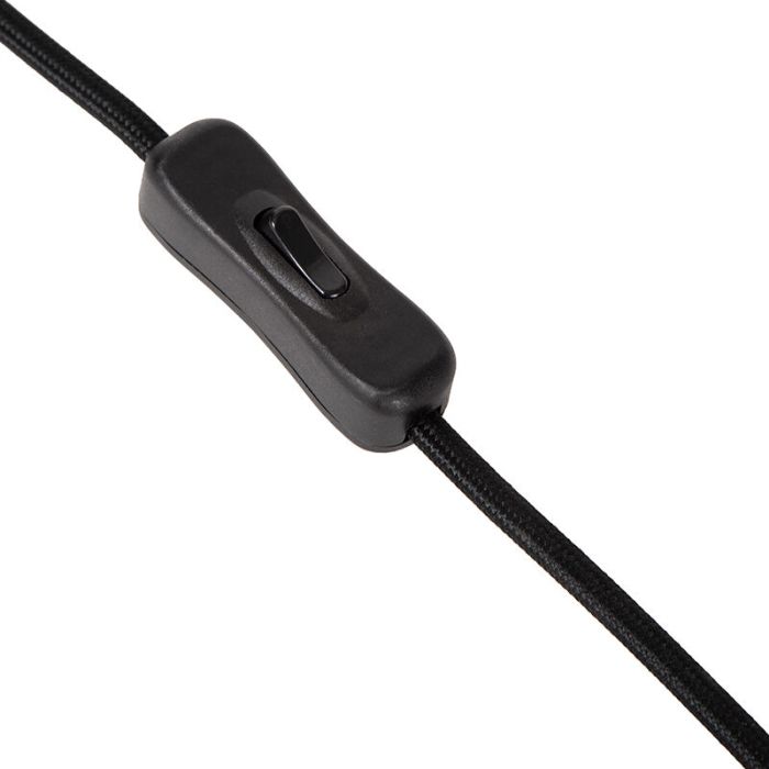 Lámpara de mesa rústica negra, Cordulle, con interruptor