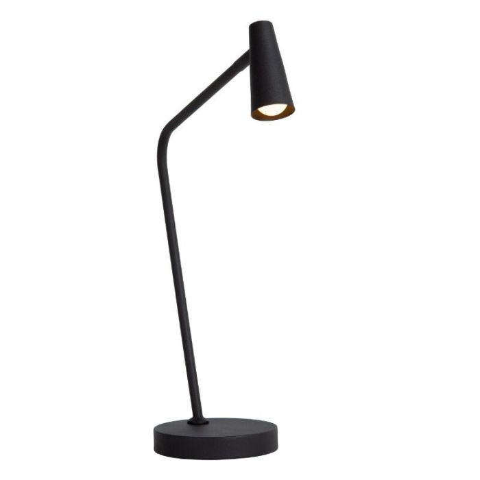 Lámpara de mesa recargable moderna negra, Stirling, 3W, 2700K LED, con regulador táctil