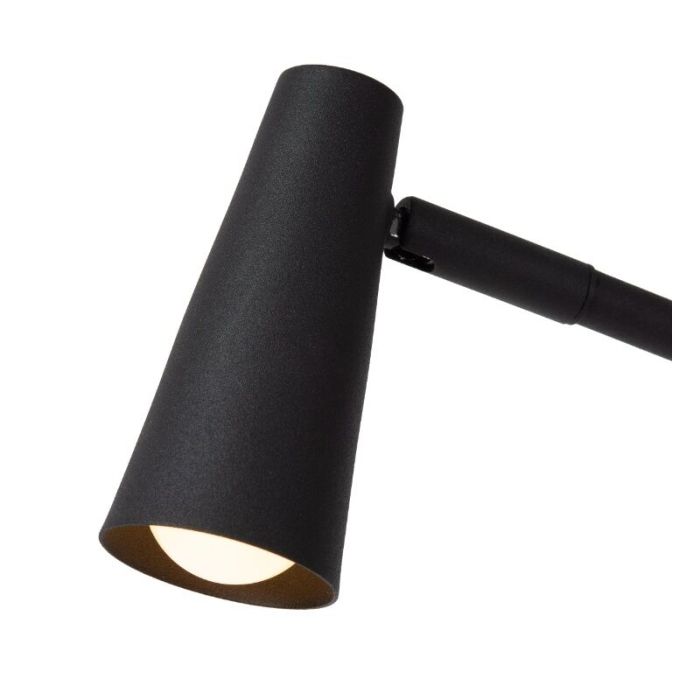 Lámpara de mesa recargable moderna negra, Stirling, 3W, 2700K LED, con regulador táctil