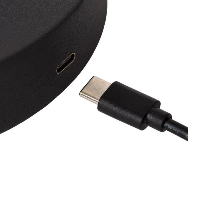 Lámpara de mesa recargable moderna negra, Stirling, 3W, 2700K LED, con regulador táctil