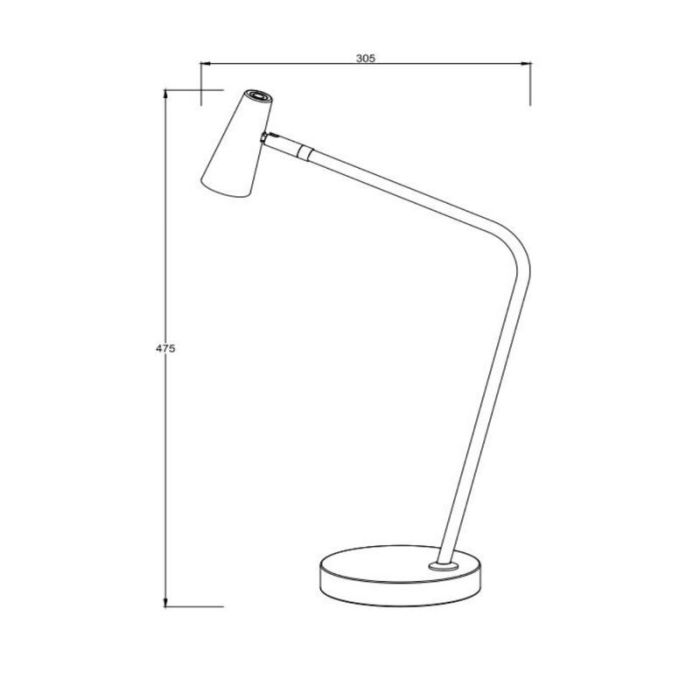 Lámpara de mesa recargable moderna negra, Stirling, 3W, 2700K LED, con regulador táctil