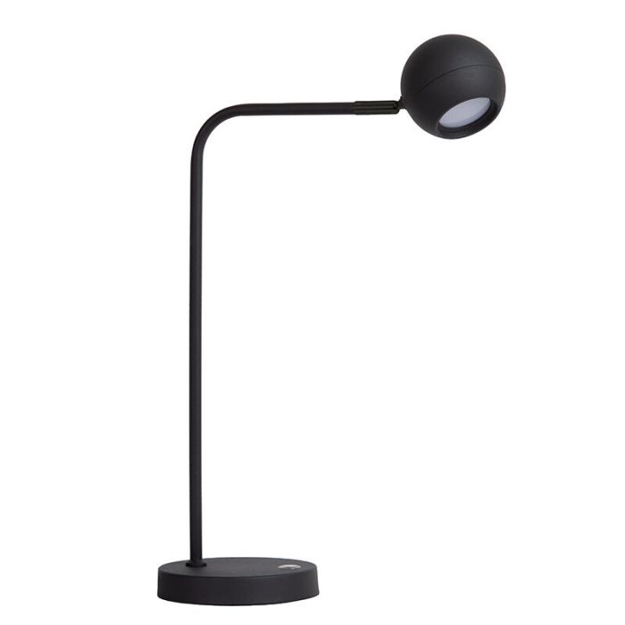 Lámpara de mesa recargable moderna negra, Comet, 3W, 2700K LED, con regulador táctil