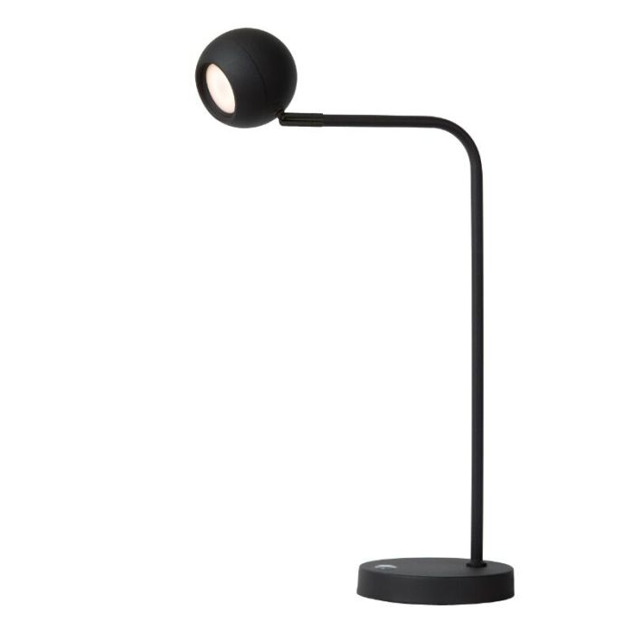 Lámpara de mesa recargable moderna negra, Comet, 3W, 2700K LED, con regulador táctil