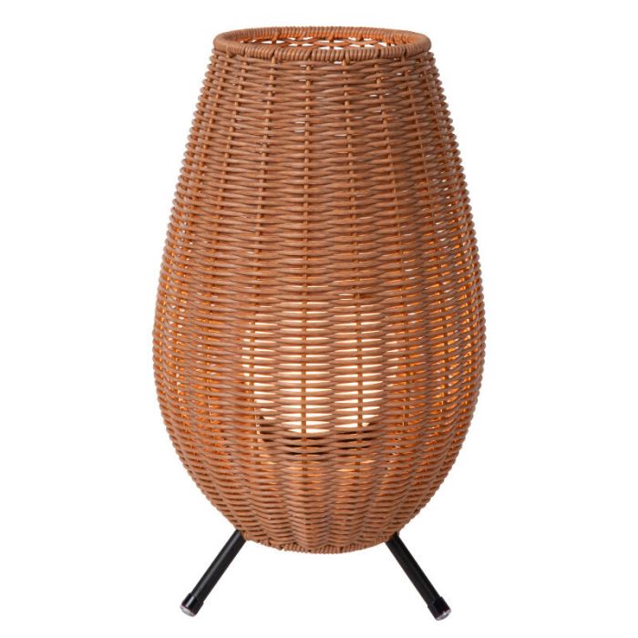 Lámpara de mesa exterior rústica marrón, Colin, 3W, 3000K LED, IP44, regulable en 3 pasos