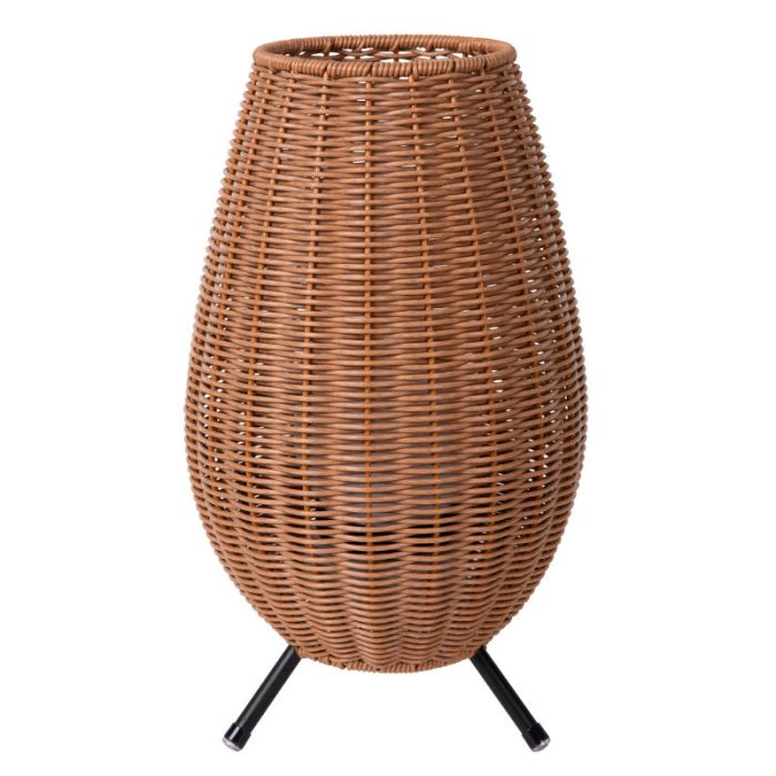 Lámpara de mesa exterior rústica marrón, Colin, 3W, 3000K LED, IP44, regulable en 3 pasos