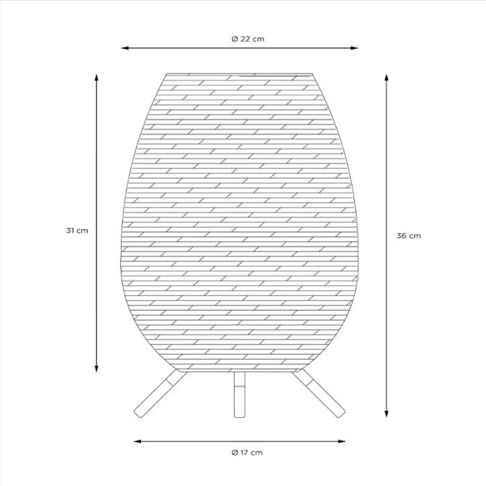 Lámpara de mesa exterior rústica marrón, Colin, 3W, 3000K LED, IP44, regulable en 3 pasos