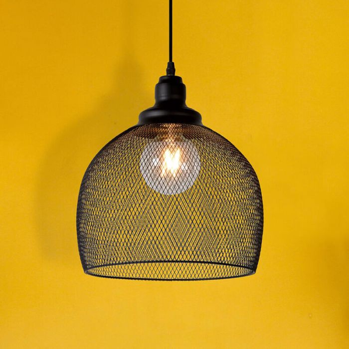 Lámpara colgante retro negra, Mesh